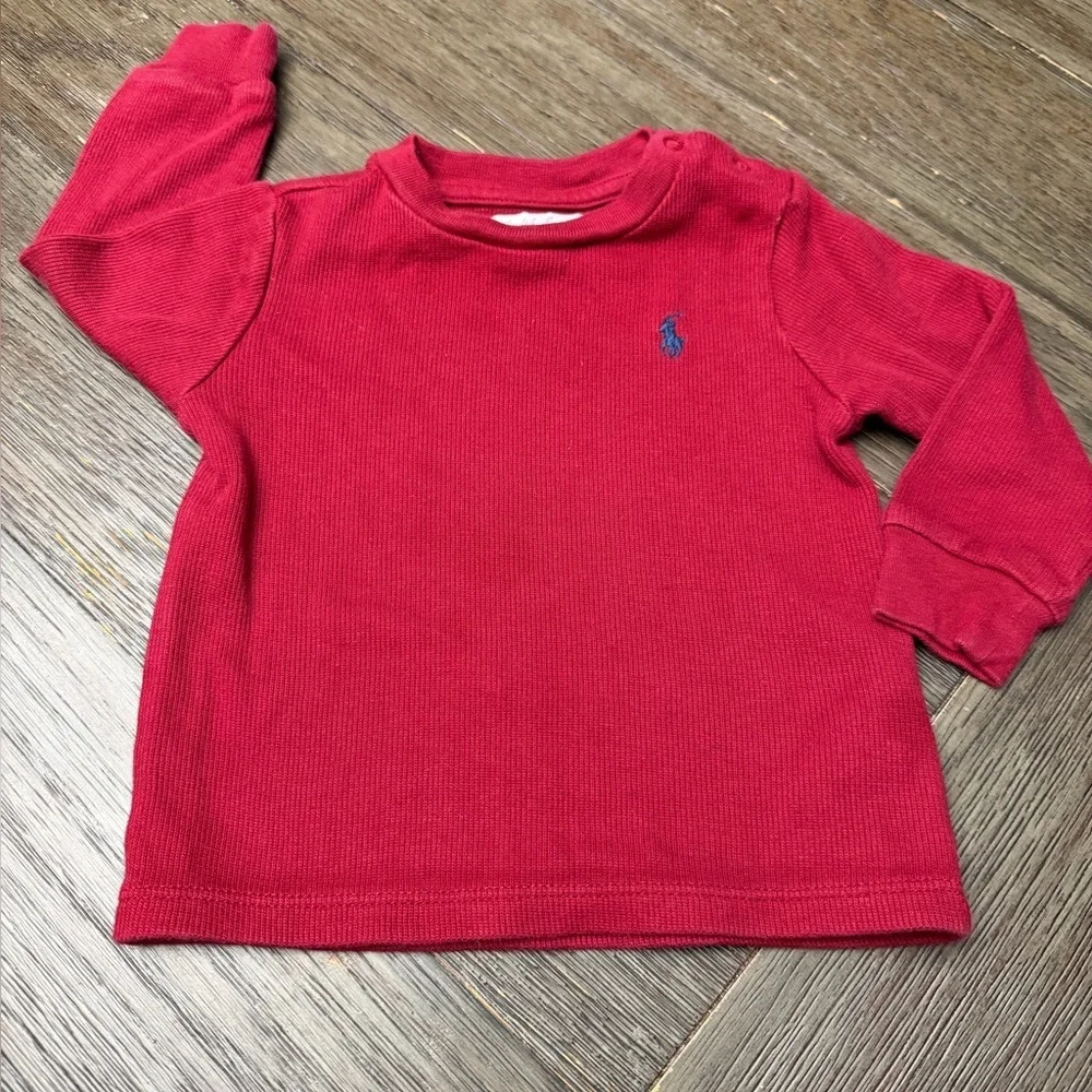 Ralph Lauren Baby Long Sleeve Red Crew Neck Pull Over Shirt Size 9M
